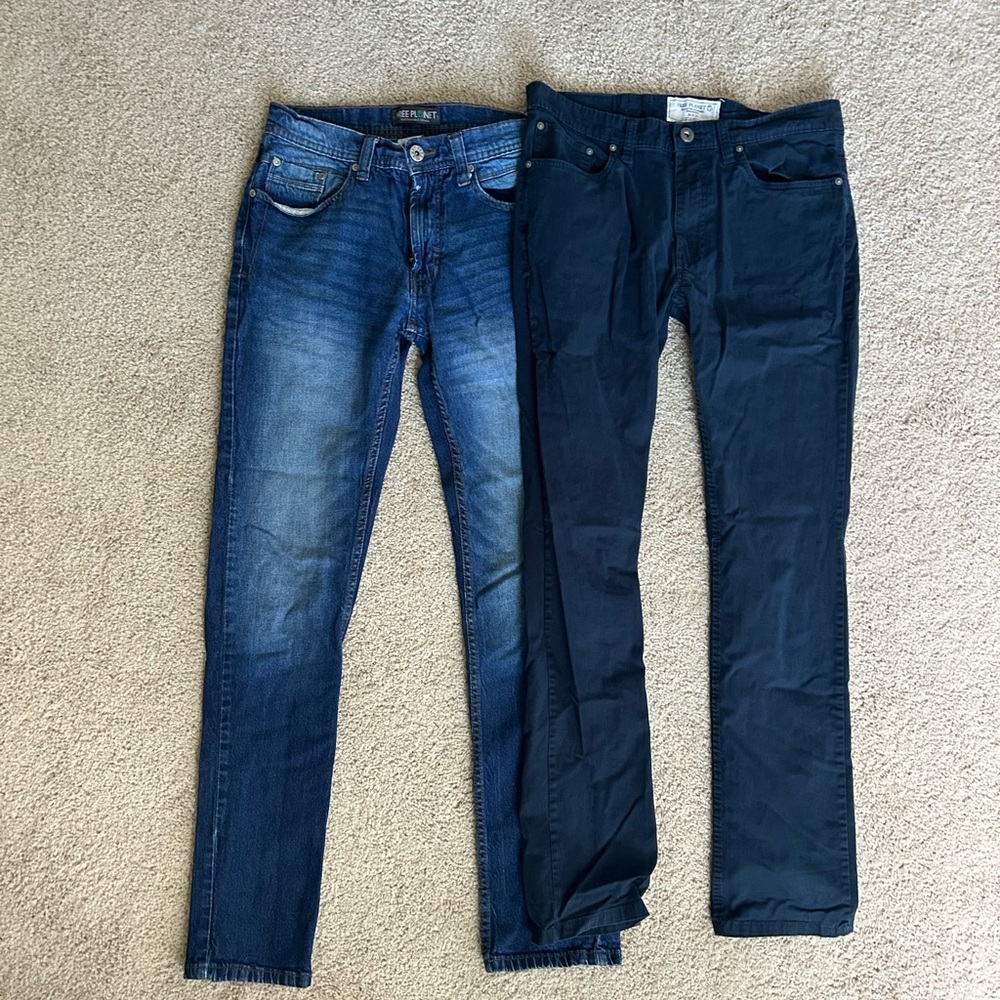 Free Planet Men's Slim Jeans in Blue and Dark Blue